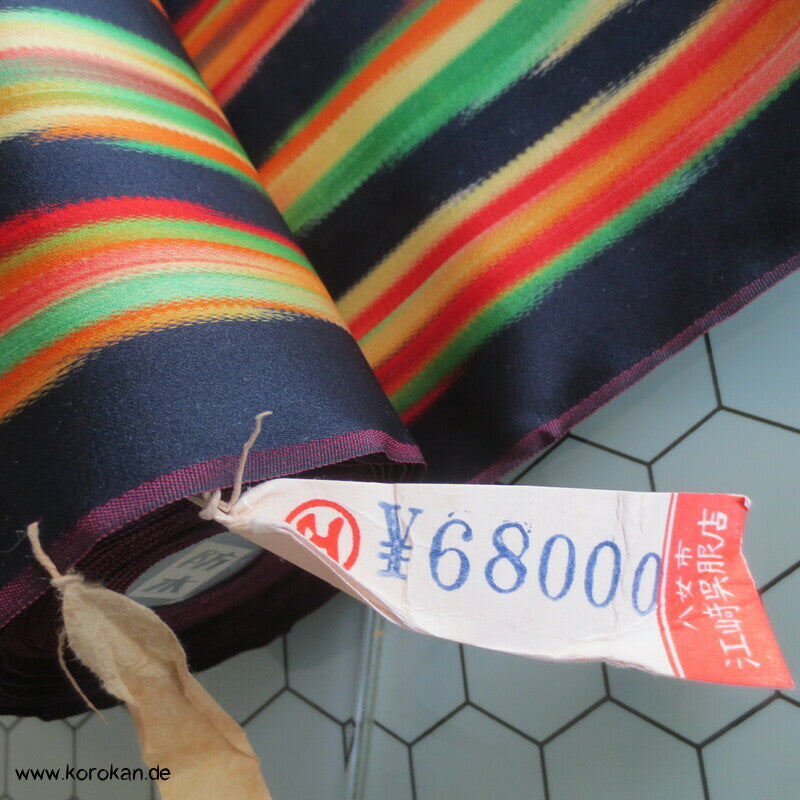 buntes Tatewaku auf blau Regenmantel Kimono Seide