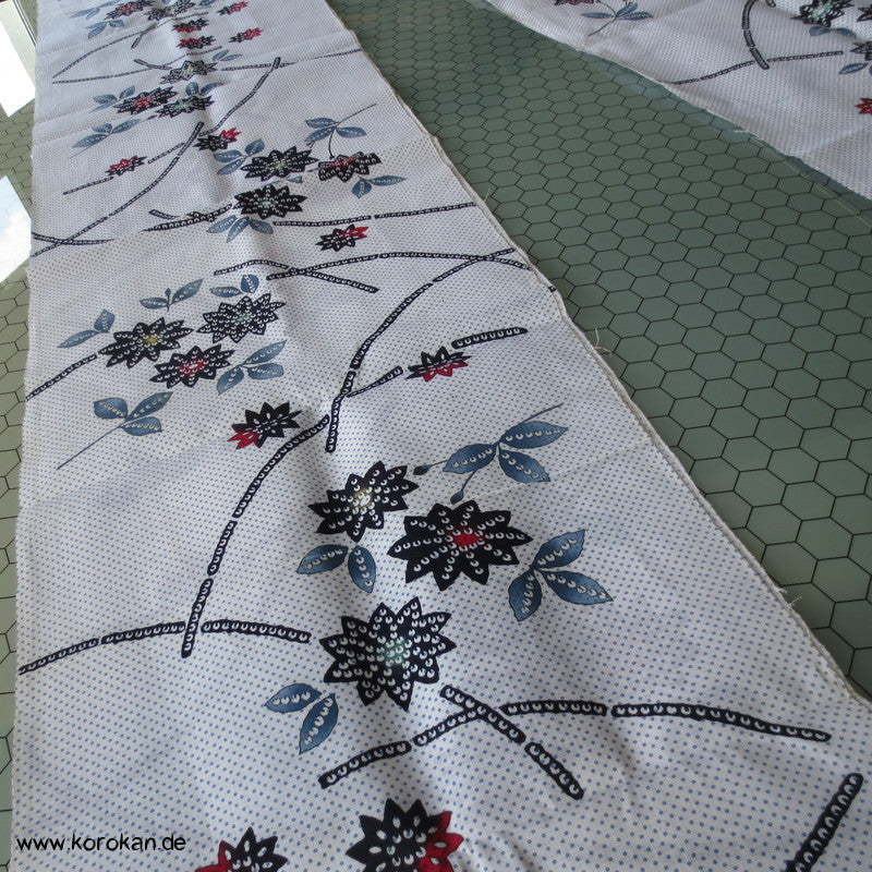 Kiku, Gräser, Kanoko Dots Yukata Kimono Baumwolle