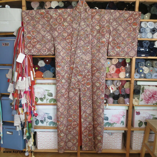 festlicher diagonales Gittermuster Komon Kimono