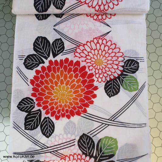 Mangiku Kugelchrysanthemen groß bunt Yukata Kimono Baumwolle