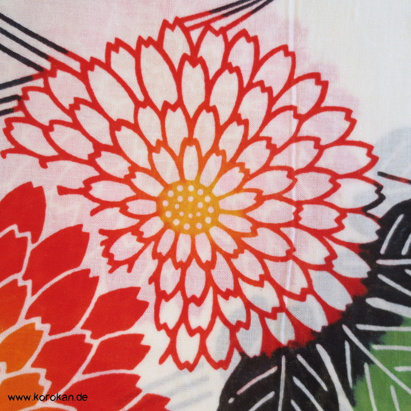 Mangiku Kugelchrysanthemen groß bunt Yukata Kimono Baumwolle