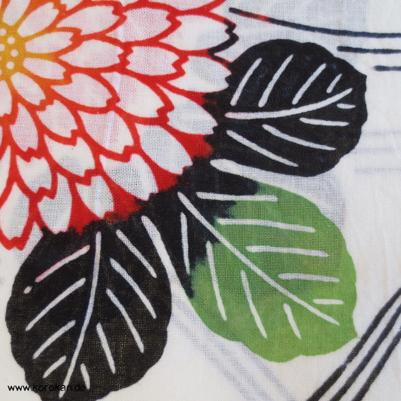 Mangiku Kugelchrysanthemen groß bunt Yukata Kimono Baumwolle