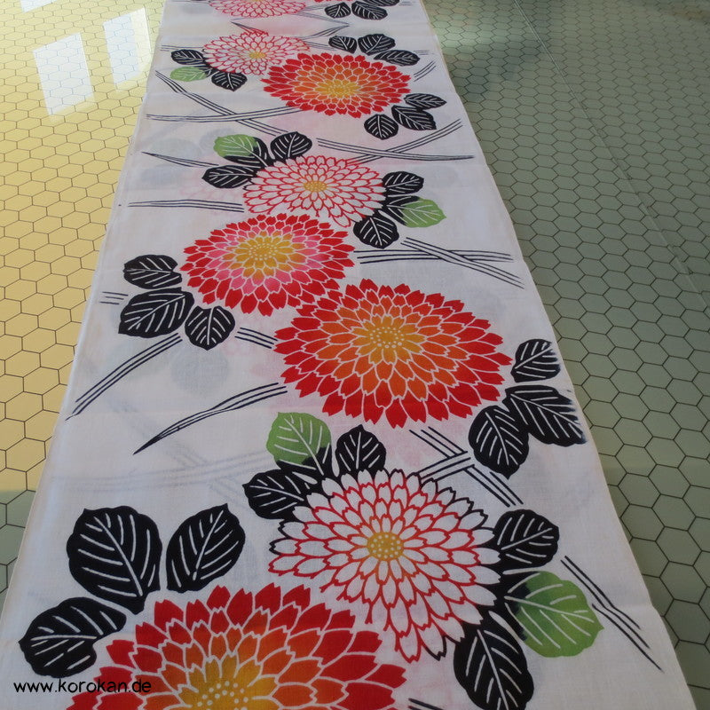Mangiku Kugelchrysanthemen groß bunt Yukata Kimono Baumwolle