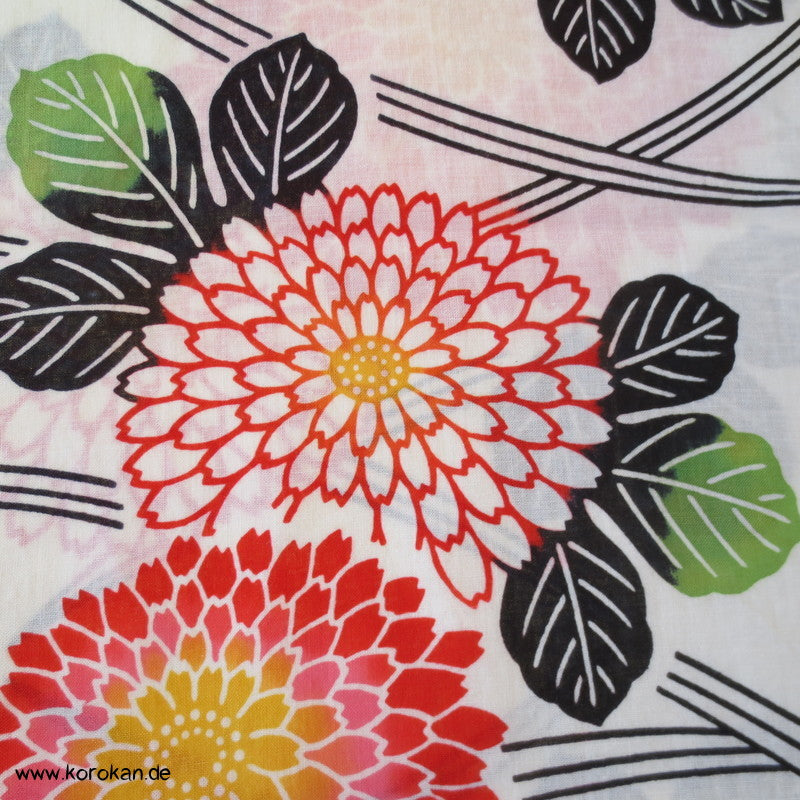 Mangiku Kugelchrysanthemen groß bunt Yukata Kimono Baumwolle