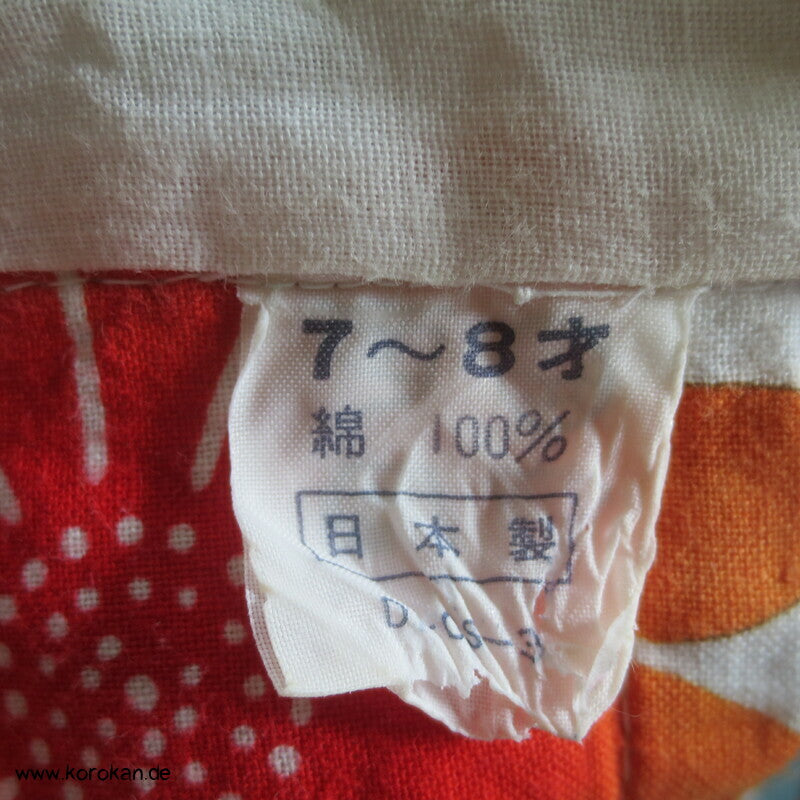 Yukata Kimono für Mädchen, bunte Blumen auf weiß