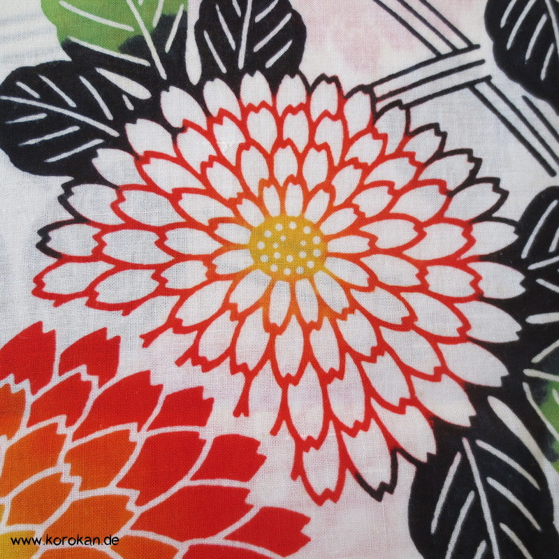 Mangiku Kugelchrysanthemen groß bunt Yukata Kimono Baumwolle