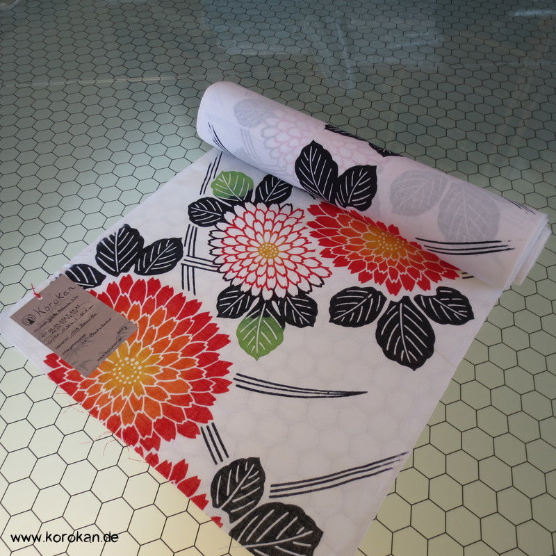 Mangiku Kugelchrysanthemen groß bunt Yukata Kimono Baumwolle