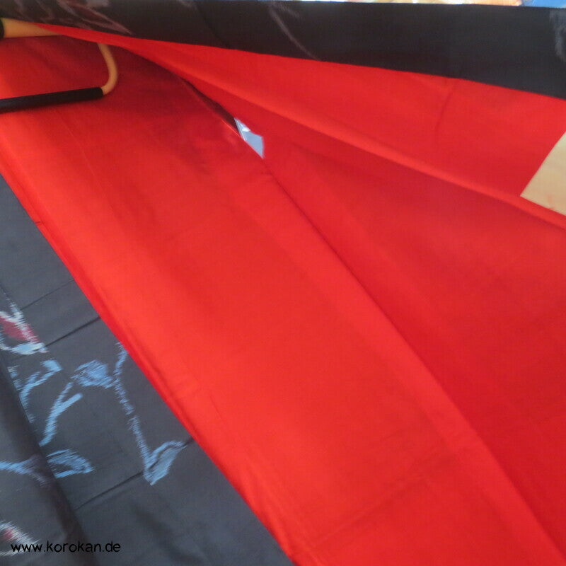 Japan Magnolien auf schwarz Meisen Seiden Kimono