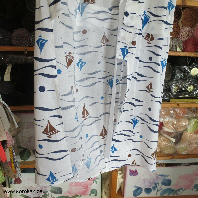 Yukata Kimono für Kinder, Segelboote und Wellen