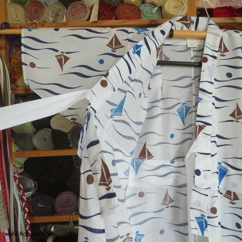 Yukata Kimono für Kinder, Segelboote und Wellen