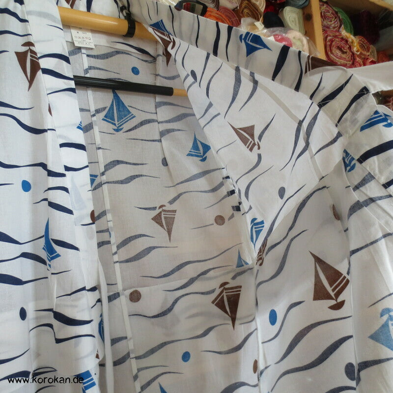 Yukata Kimono für Kinder, Segelboote und Wellen