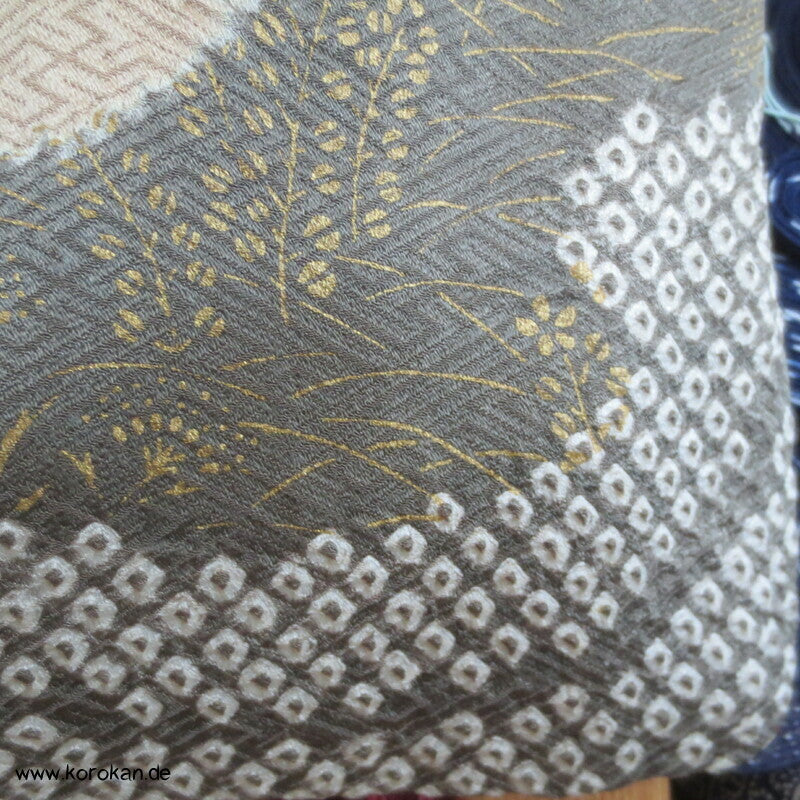 Shibori Fluss auf Sayagata Damast Homongi Kimono
