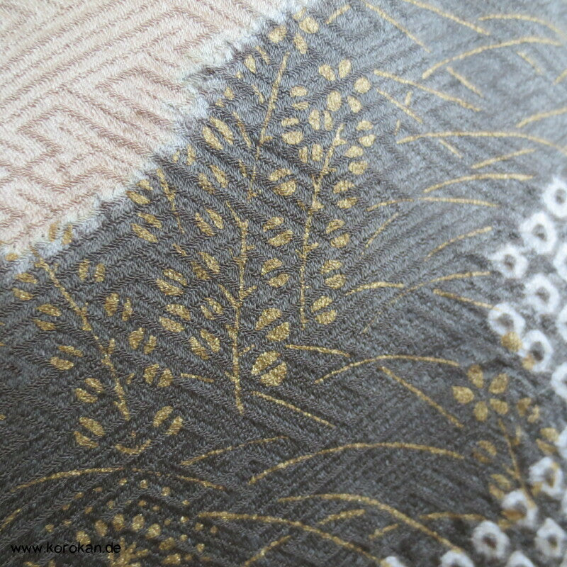 Shibori Fluss auf Sayagata Damast Homongi Kimono