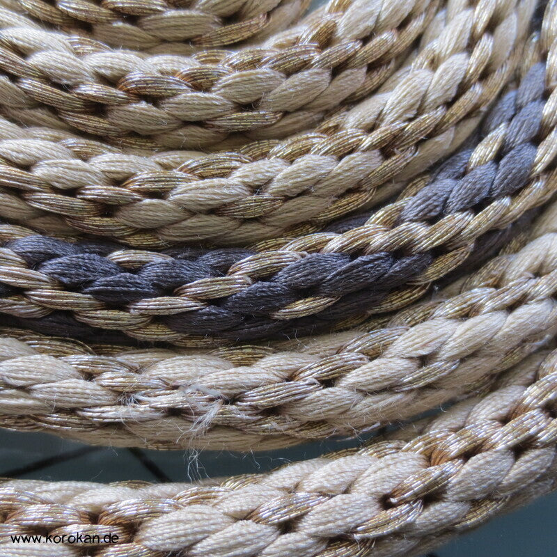 beige braun Kordel Obijime, mit Glanz