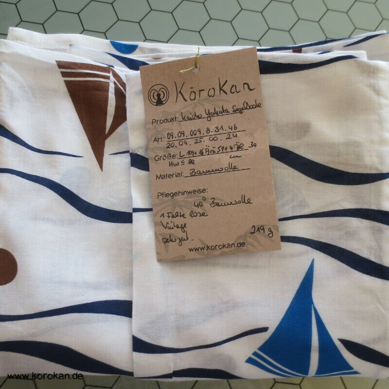 Yukata Kimono für Kinder, Segelboote und Wellen