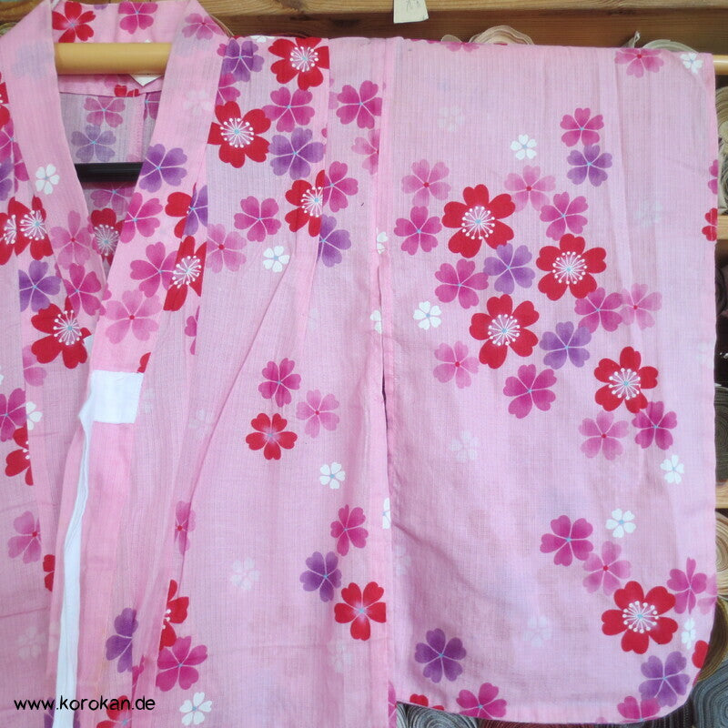 Yukata Kimono für Mädchen, Sakura Blüten auf rosa