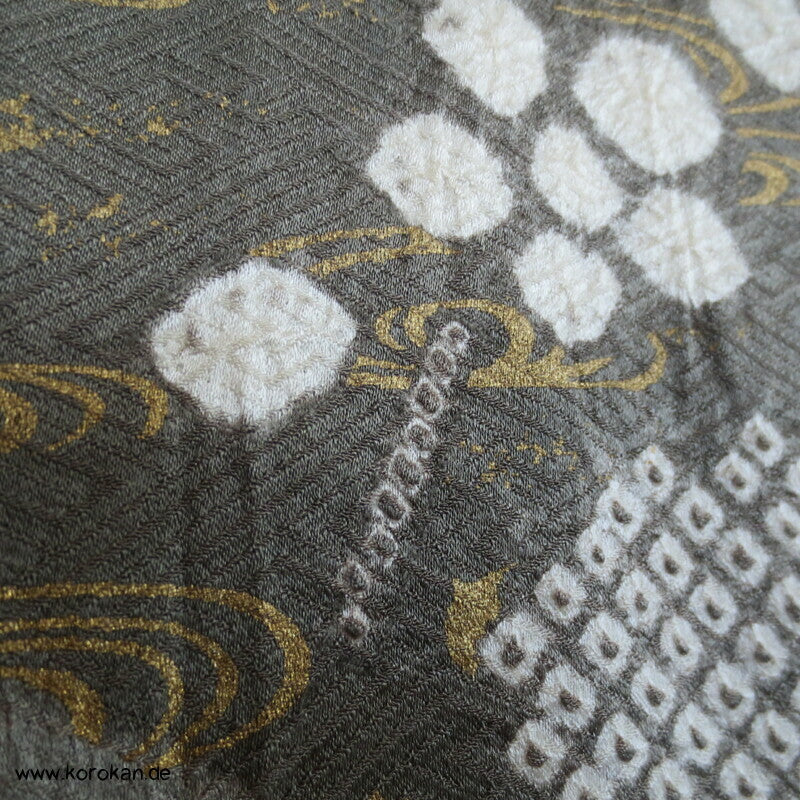 Shibori Fluss auf Sayagata Damast Homongi Kimono