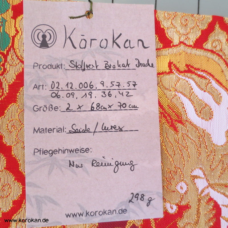 Drachen Siegel gold auf rot Seidenbrokat