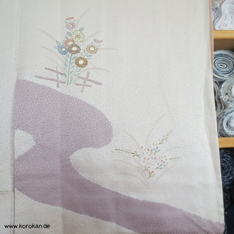 Blüten am Fluss - blassmauve Tsukesage Sogo Kimono