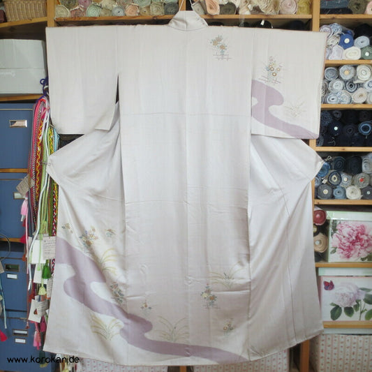 Blüten am Fluss - blassmauve Tsukesage Sogo Kimono