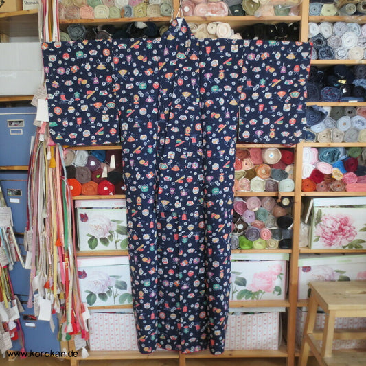 japanische Symbole Komon Seidendamast Kimono
