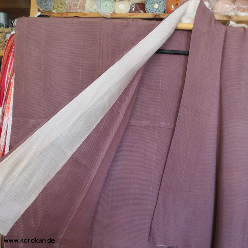 antiker Hitoe - Kimono aus weichem Rho mit feinen Silberstreifen