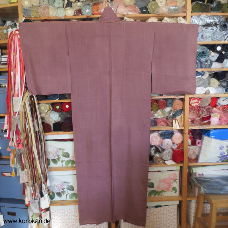 antiker Hitoe - Kimono aus weichem Rho mit feinen Silberstreifen