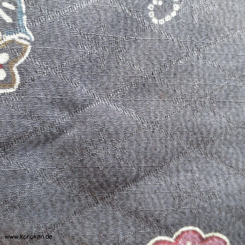 Bingata auf grau Seide /Wolle Kimono Damast