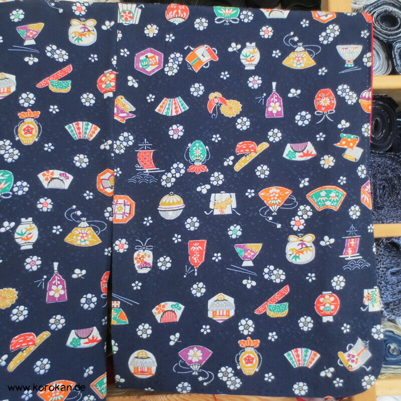 japanische Symbole Komon Seidendamast Kimono