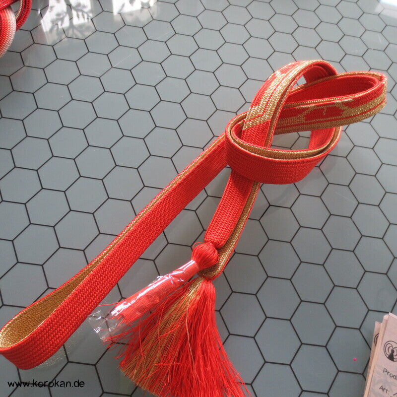 abstrakt persimmon gold abstrakter Obijime, Seide / Lurex