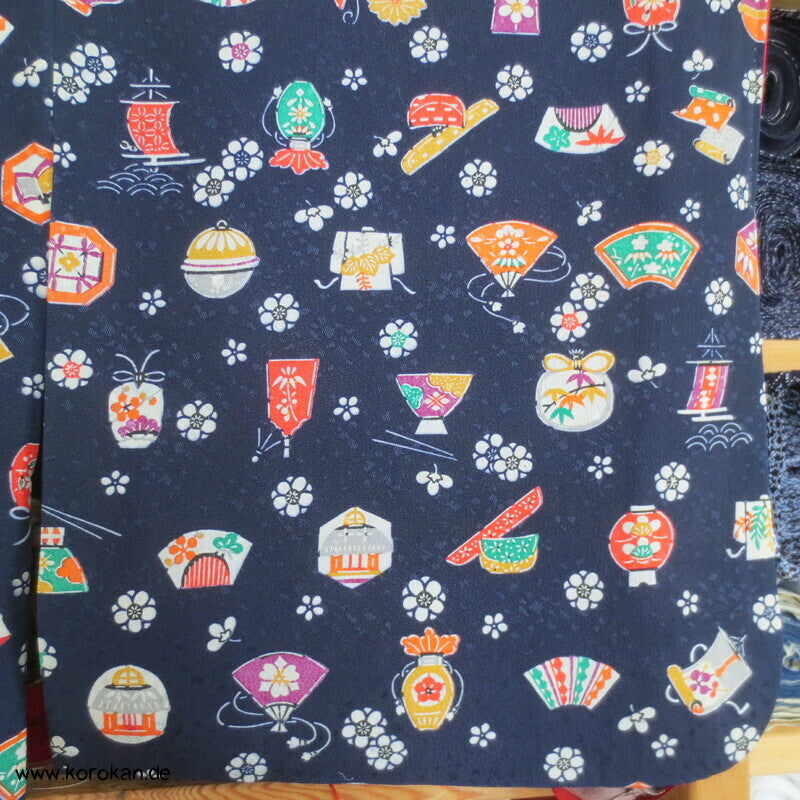 japanische Symbole Komon Seidendamast Kimono