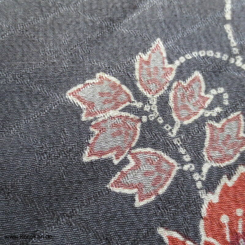 Bingata auf grau Seide /Wolle Kimono Damast