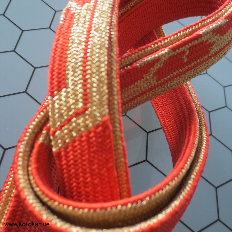 abstrakt persimmon gold abstrakter Obijime, Seide / Lurex