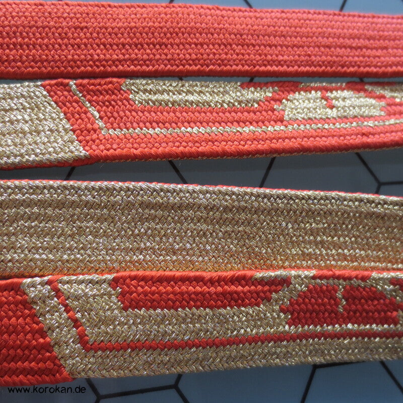 abstrakt persimmon gold abstrakter Obijime, Seide / Lurex