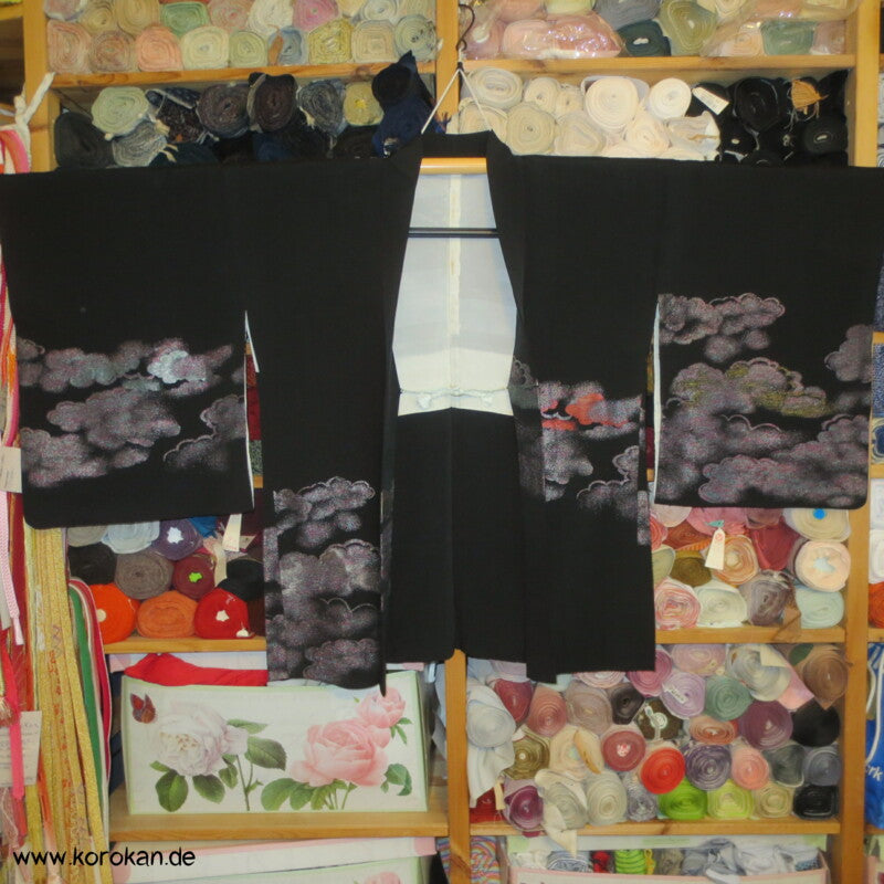glänzender Wolkenhimmel bei Nacht Haori Seidenbrokat Kimono Jacke