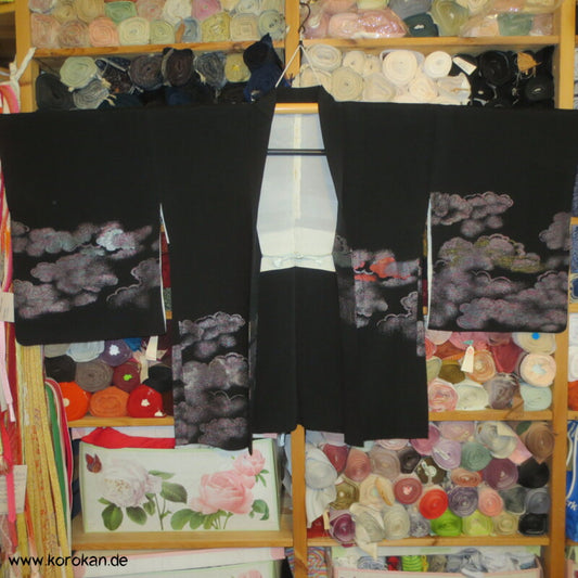 glänzender Wolkenhimmel bei Nacht Haori Seidenbrokat Kimono Jacke