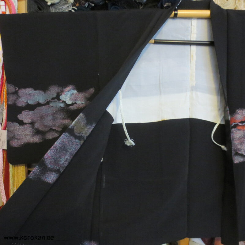 glänzender Wolkenhimmel bei Nacht Haori Seidenbrokat Kimono Jacke