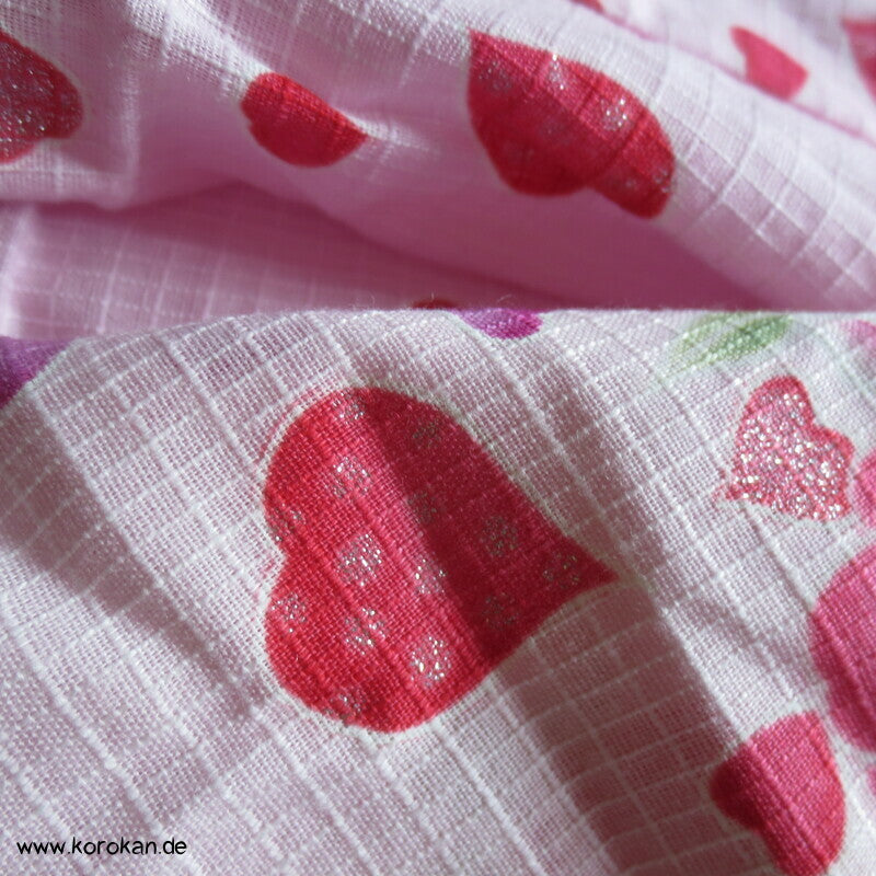 Yukata Kimono für Mädchen, Sakura Blüten auf rosa mit Glitzer