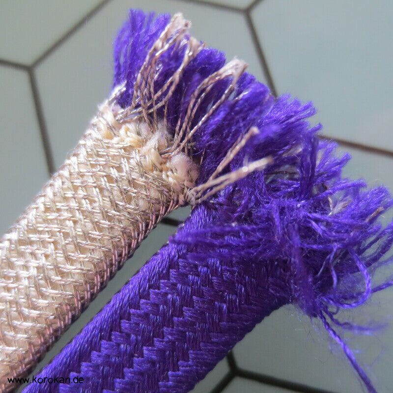 violett - silber Wellenband Obijime, Seide / Lurex