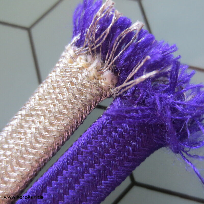 violett - silber Wellenband Obijime, Seide / Lurex