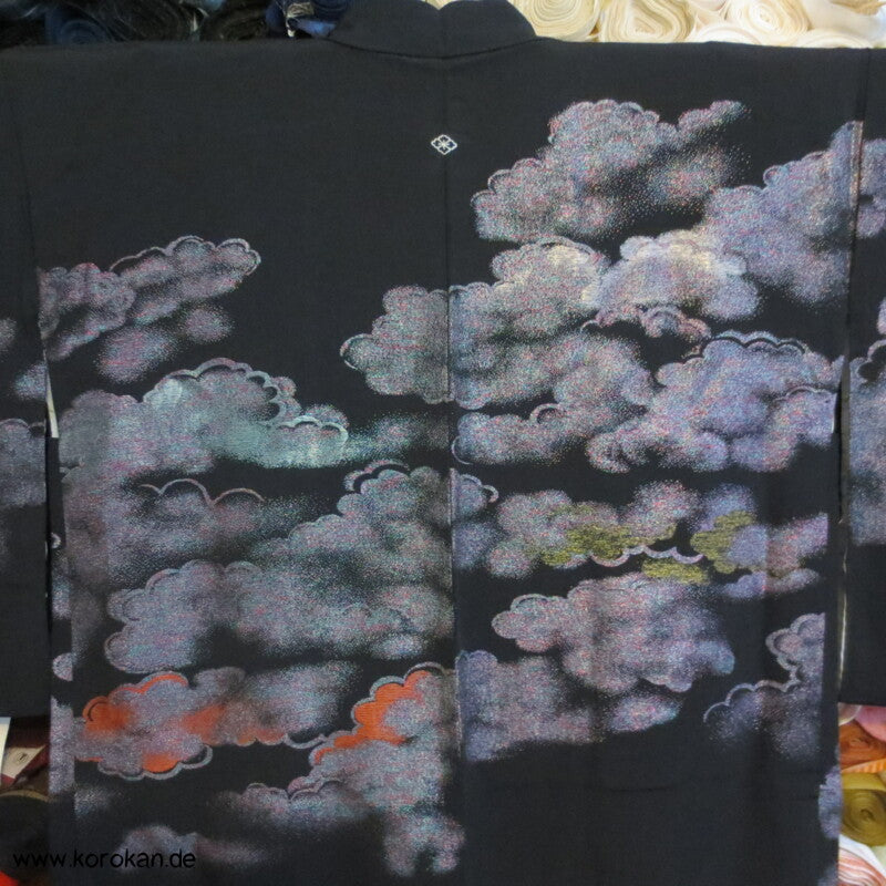glänzender Wolkenhimmel bei Nacht Haori Seidenbrokat Kimono Jacke