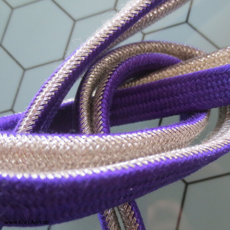 violett - silber Wellenband Obijime, Seide / Lurex