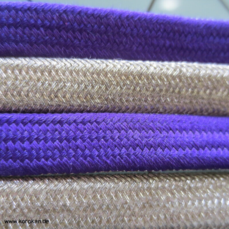 violett - silber Wellenband Obijime, Seide / Lurex