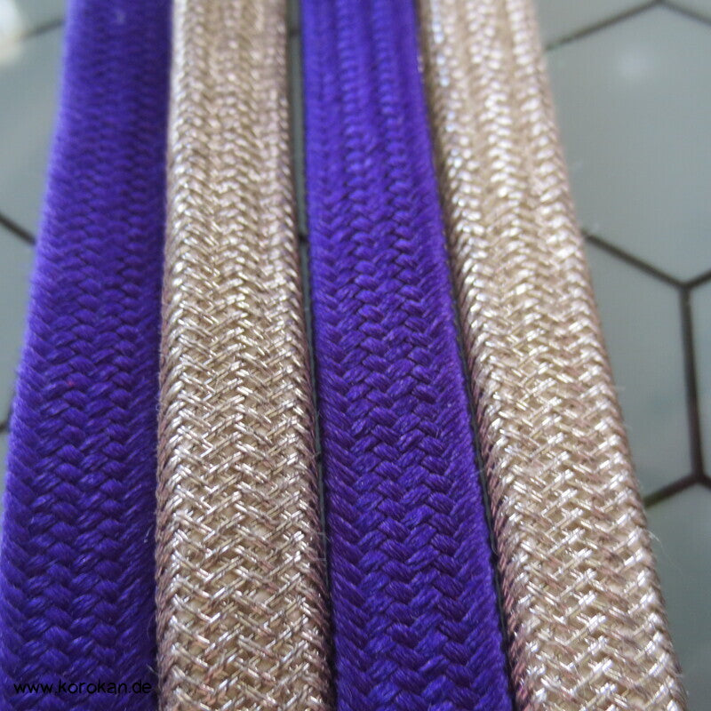violett - silber Wellenband Obijime, Seide / Lurex