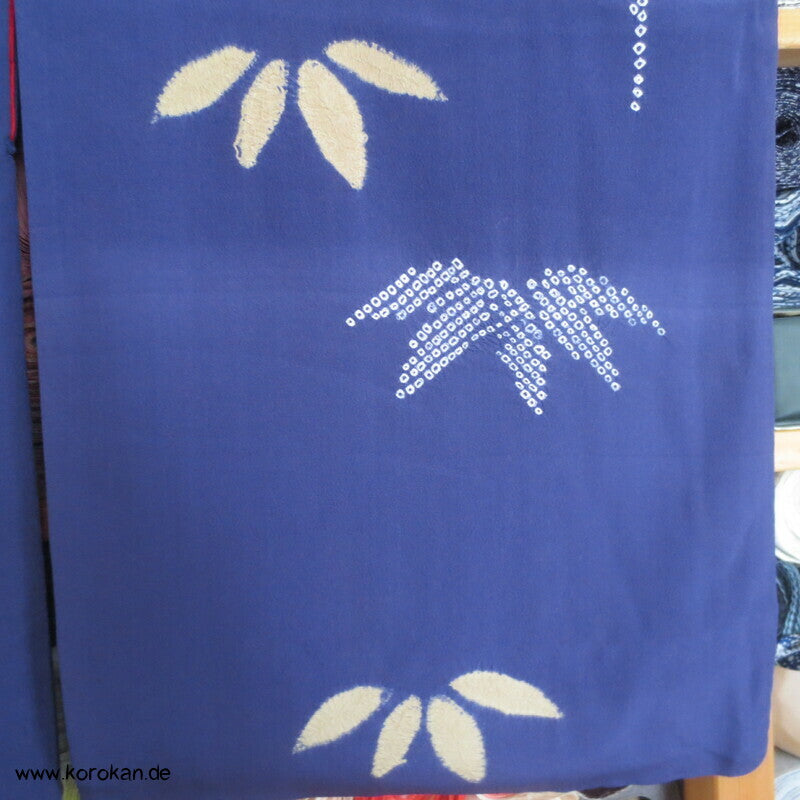 Shibori Bambusmuster, blauvioletter Seiden Homongi Kimono