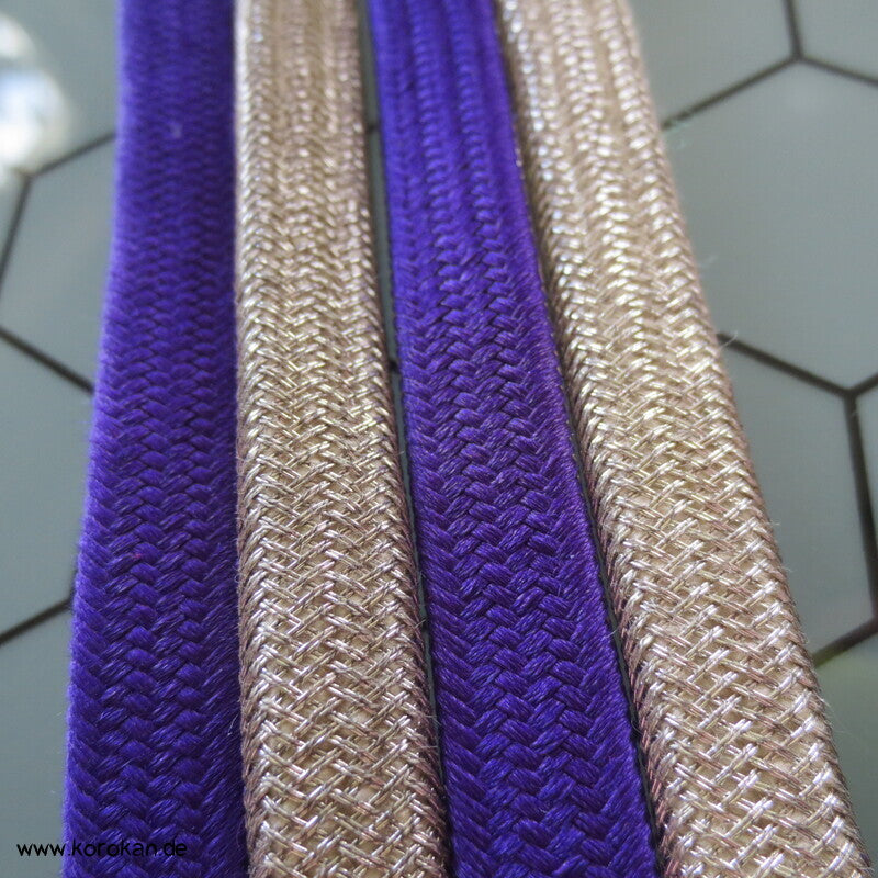 violett - silber Wellenband Obijime, Seide / Lurex