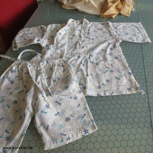 Tombo Libellen Jinbei für Kinder - Kimono Zweiteiler aus Hose und Jacke