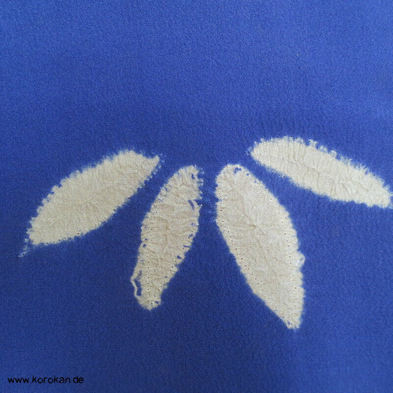 Shibori Bambusmuster, blauvioletter Seiden Homongi Kimono