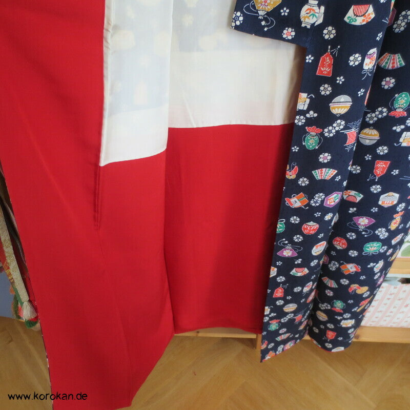 japanische Symbole Komon Seidendamast Kimono