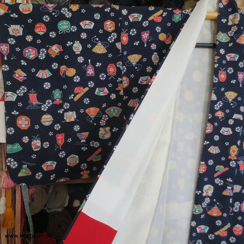 japanische Symbole Komon Seidendamast Kimono